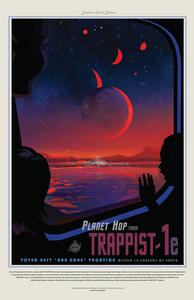 Ilustrace Trappist 1E (Planet & Moon Poster) - Space Series (NASA)