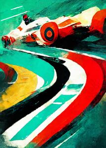 Ilustrace Formula 1 green red, Justyna Jaszke