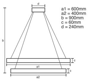 LED Stmívatelný lustr na lanku LED/135W/230V 3000-6500K + dálkové ovládání