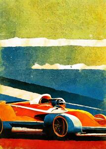 Ilustrace Formula 1 orange blue, Justyna Jaszke