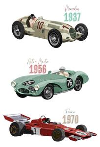 Ilustrace Vintage Racecars, Goed Blauw