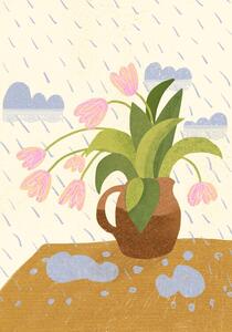 Ilustrace Flowers in the rain, Gigi Rosado