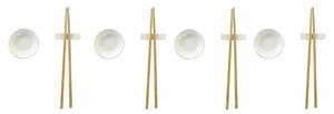 13493 Sada na sushi DKD Home Decor Bambus Kamenina Bílý Přírodní Orientální 27,3 x 20,3 x 2,5 cm (12 kusů)