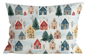 Bavlněný povlak na polštář WINTER VILLAGE 50x70 cm, barevný