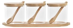 Miska na cukr DKD Home Decor Základní Transparentní Přírodní Bambus 3 Kusy 8,5 cm 29 x 10 x 10 cm