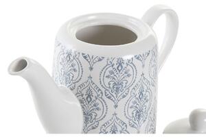 Konvice na čaj DKD Home Decor Modrý Bílý Kaštanová Dřevo Kamenina