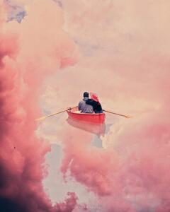 Ilustrace Pink sailing, spacerocket art