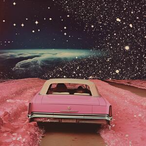 Ilustrace Pink Cruise in Space Collage Art, Samantha Hearn