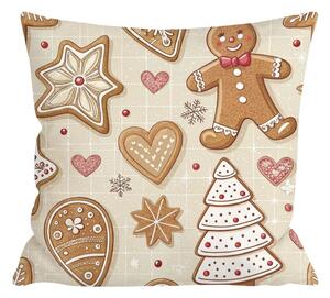 Bavlněný povlak na polštář GINGERBREAD JOY 45x45 cm, béžový