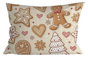Bavlněný povlak na polštář GINGERBREAD JOY 50x70 cm, béžový