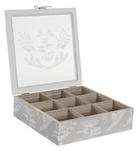 Krabice na čaj DKD Home Decor 24,5 x 24,5 x 6 cm Sklo Béžový Kov Terakota Bílý Zelená Světle hnědá 3 Kusy Dřevo MDF