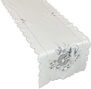 Vzorovaný ubrus - běhoun na stůl SPRING I. 40x140 cm šedá výšivka Mybesthome