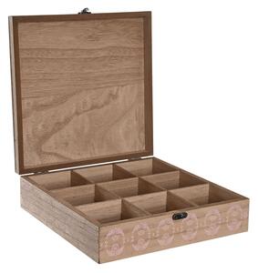 Krabice na čaj DKD Home Decor Sklo Růžový Kov Bílý 24 x 24 x 7 cm 3 Kusy Dřevo MDF