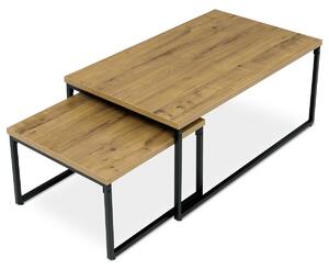 Sada 2 konferenčních stolů, MDF deska s dekorem divoký dub, černý kov. - CT-619 OAK
