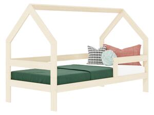 Dětská dřevěná postel domeček SAFE 3v1 se zábranou - Tmavě šedá, 90x190 cm, S otevřeným vstupem
