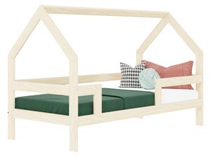 Dětská dřevěná postel domeček SAFE 3v1 se zábranou - Tmavě šedá, 90x190 cm, S otevřeným vstupem