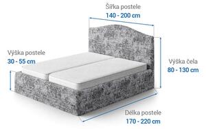 Bielastické potahy MARMO šedé postel (š.140 - 200 cm)
