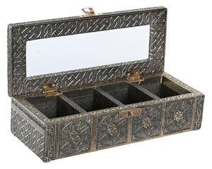 Krabice na čaj DKD Home Decor 23 x 9 x 6 cm Šampaňský Dřevo Hliník