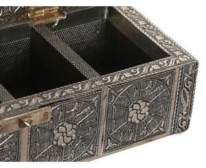 Krabice na čaj DKD Home Decor 23 x 9 x 6 cm Šampaňský Dřevo Hliník