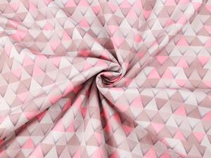 Softshell s beránkem a potiskem, trojúhelníky METRÁŽ - šedobéžová růžová