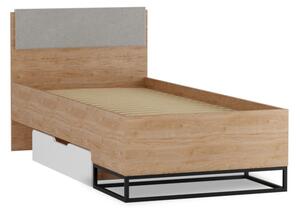 Dětská postel LANDRO, 90x200, hikora/bílý mat