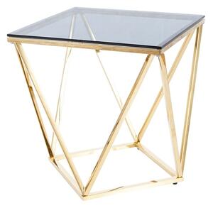 Přístavný stolek SALVIR zlatá/kouřová