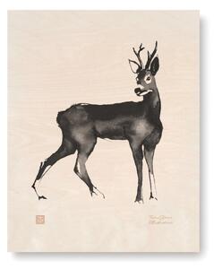 Obrázek na dřevěné kartě Deer 24x30 cm Teemu Järvi Illustrations