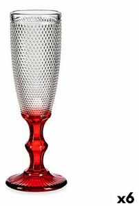 Vivalto Sklenka na šampaňské Červený Transparentní Puntíky Sklo 6 kusů (180 ml)