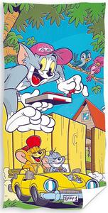 Carbotex Bavlněná froté osuška 70x140 cm - Tom a Jerry Ve žlutém kabrioletu