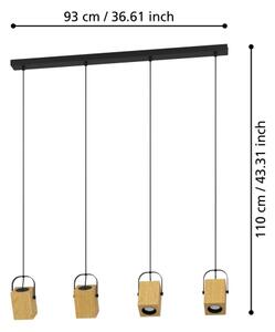 Eglo 43748 - LED Lustr na lanku AYLES 4xGU10/3W/230V