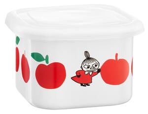 Dóza s víkem Moomin Joyful Apples 0,67l, smalt / bílo-červená