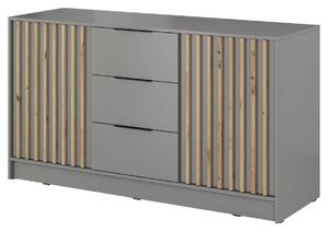 Komoda se zásuvkami Nelly 3D, lamely dub artisan, šedá