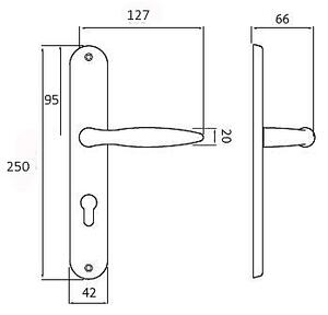 Dveřní kování TWIN NICOL P 400 (CH-SAT), klika-klika, Otvor pro obyčejný klíč BB, Twin CH-SAT (chrom matný), 72 mm