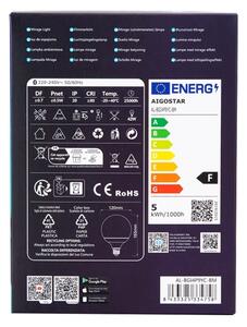 LED RGBW Stmívatelná žárovka MESH G120 E27/4,9W/230V 2700-6500K + DO - Aigostar