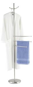 Koupelnový stojanový věšák na ručníky ADIAMO - 3 ramenný, 2 věšáčky, WENKO