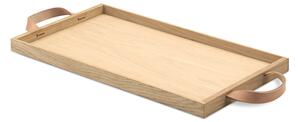 Dřevěný podnos s koženými úchytkami Norr Oak Skagerak