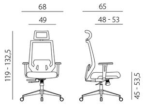 Kancelářská ergonomická židle EDGE NET — síť, šedá, nosnost 150 kg