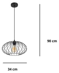 Lustr na lanku CORRINI 1xE27/60W/230V pr. 34 cm černá/čirá