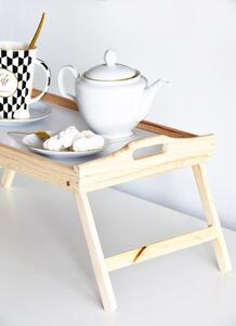 Snídaňový stolík, dřevěný podnos s nohama, 50x30 cm