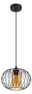 Lustr na lanku CORRINI 1xE27/60W/230V pr. 25 cm černá/béžová