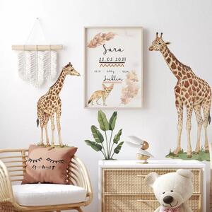 Samolepka na zeď do dětského pokoje Žirafí safari Velikost: L