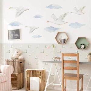 Samolepka na zeď do dětského pokoje Létající husy a mraky Velikost: L