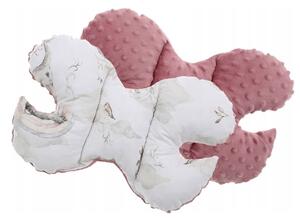 Oboustranné hnízdečko (kokon) pro miminko - BABYMAM PREMIUM set 7v1 - Růžový sloník se starorůžovou minky