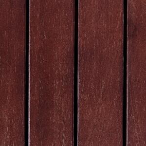 Zahradní lavice z akátového dřeva s úložným prostorem 120 cm mahagonová hnědá/červený polštář SOVANA