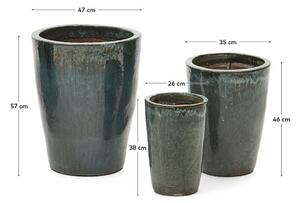 Set tří modrých zahradních květináčů Kave Home Rotja 57/46/38 cm