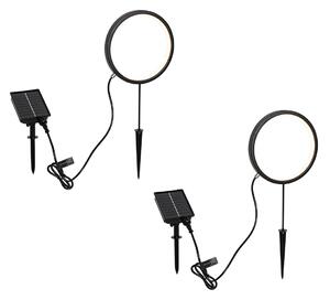 Sada 2 černých bodových svítidel 50 cm včetně dobíjecího LED a solárního IP65 - Adalind