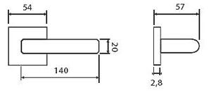 Dveřní kování TWIN CARLA SQUARE HR H 1617FL (E) - plochá rozeta, klika/klika, hranatá rozeta, Hranatá rozeta s otvorem pro obyčejný klíč BB, Twin E (nerez matná)