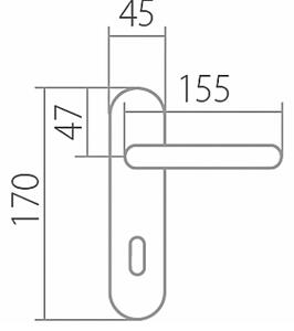 Dveřní kování TWIN UFO H 1801KU (E), klika-klika, Otvor pro obyčejný klíč BB, 72 mm