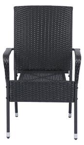 FurniGO Ratanové židle Yoro 4 ks - černá