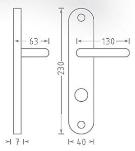 Dveřní kování ACT Eura OV ECO (NEREZ), klika-klika, Otvor pro obyčejný klíč BB, AC-T Nerez, 72 mm